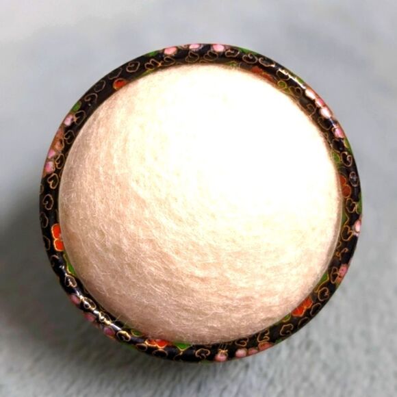 Vintage 1970's Black & Pink Chinese Cloisonne Enamel Floral Bangle Bracelet - Picture 5 of 13